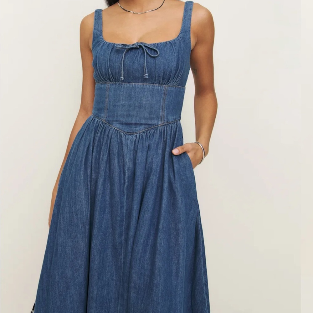 Reformation Denim Balia Midi Dress NWT - Picture 3 of 8